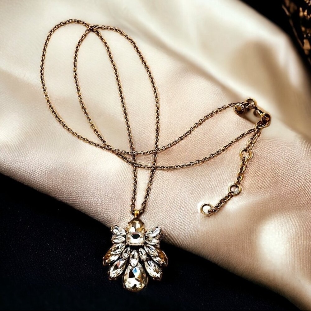 J. Crew Clear‎ Crystal Cluster Necklace prom date night dark romantic vintage